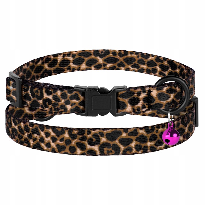 Obroża dla Kota z Dzwonkiem, Wzór Lampart + Identyfikator z Grawerem