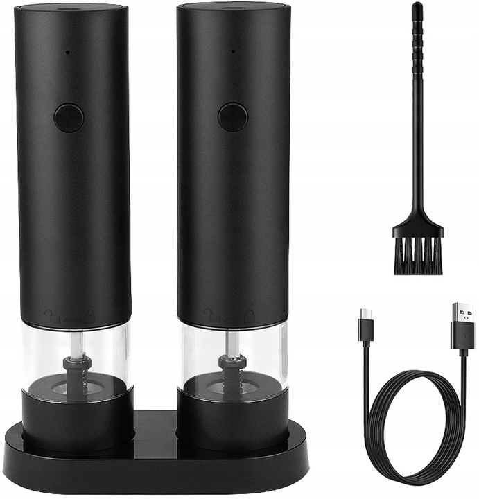 ELEKTRYCZNY MŁYNEK DO PIEPRZU SOLI PRZYPRAW AKUMULATOR USB-C ZESTAW 2