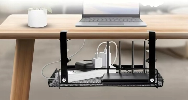 DUŻA PÓŁKA ORGANIZER WIESZAK NA PRZEWODY KABLE ROUTER BIURKO