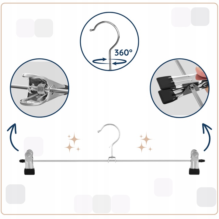 20x 4CONVY Wieszaki z klipsami na spodnie ubrania odzież metalowe