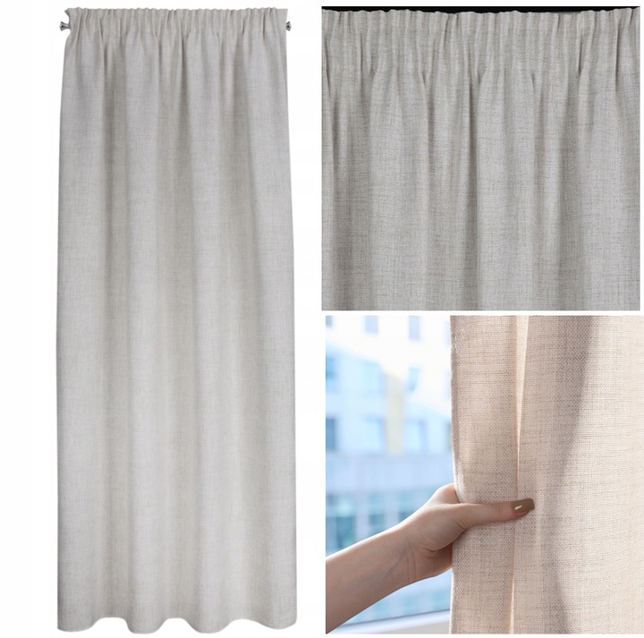 ZASŁONA GOTOWA JULA2 TAŚMA 140 X 270 CM LEN BEŻOWY STYL EKO RÓŻNE KOLORY
