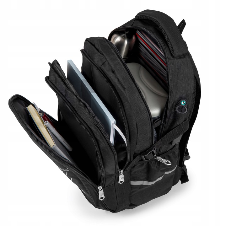 Plecak TORNISTER szkolny młodzieżowy DUŻY czarny 24L Klasy 1-8 Odblaski