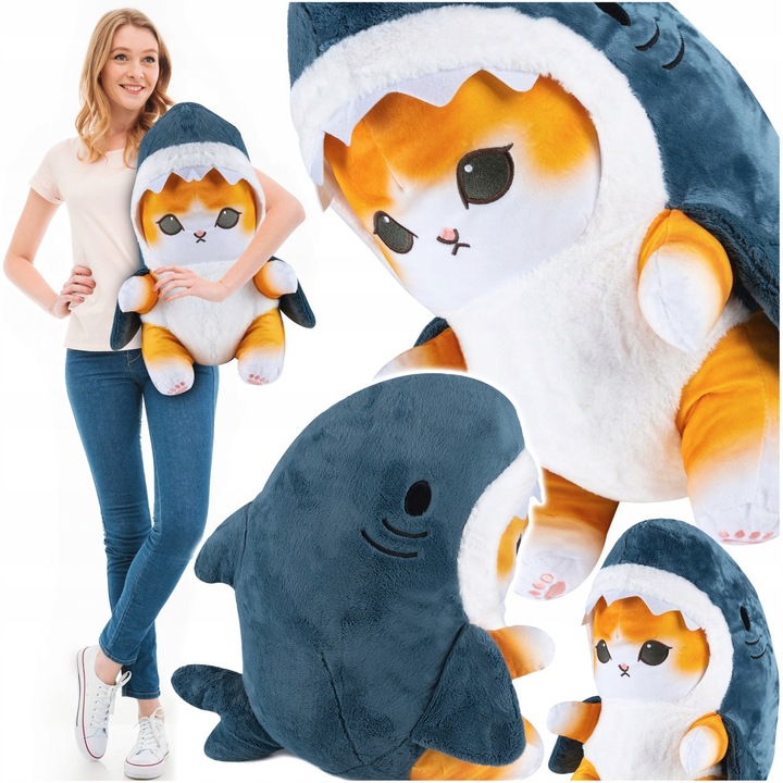 Kot Rekin Kotorekin 55Cm Przytulanka Xl Miś Maskotka Poduszka Duży Pluszowy