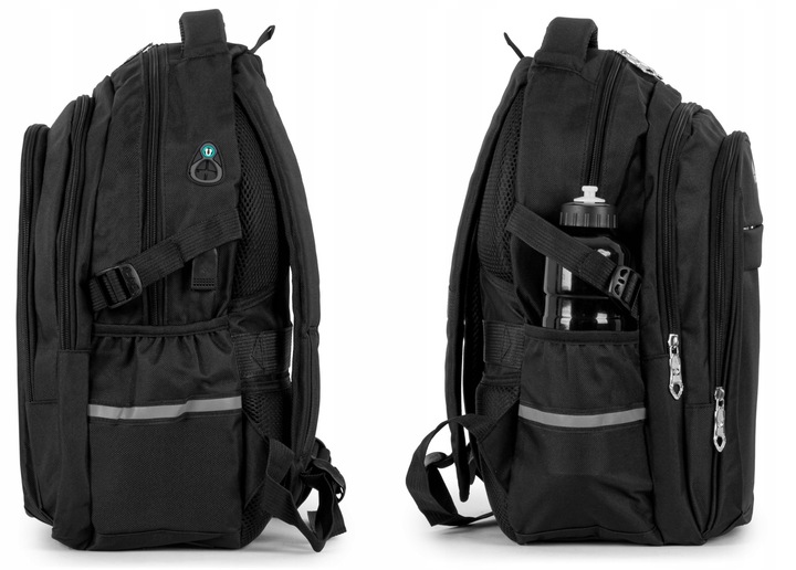 Plecak TORNISTER szkolny młodzieżowy DUŻY czarny 24L Klasy 1-8 Odblaski