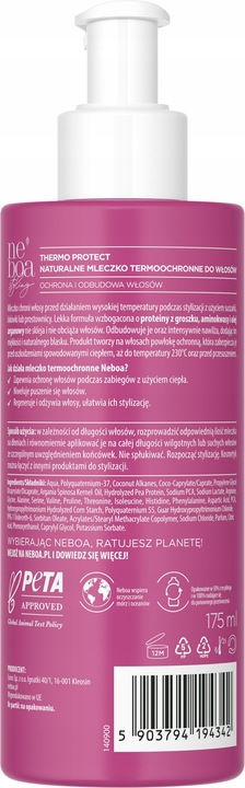 NEBOA Mleczko naturalne termoochronne do włosów Thermo Protect 175ml