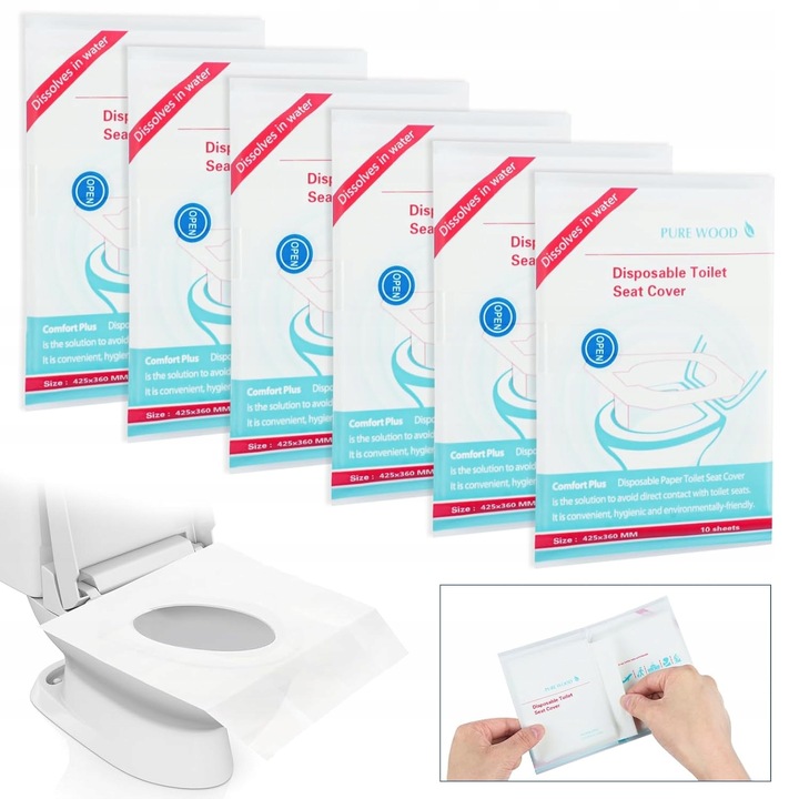 JEDNORAZOWE NAKŁADKI NA DESKĘ SEDESOWĄ SEDES TOALETOWE WC PODKŁADKI 60