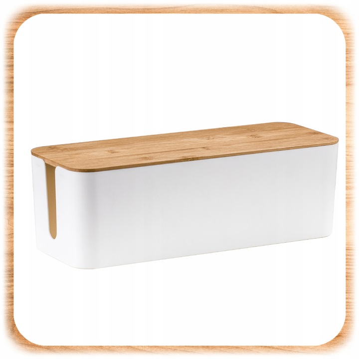 ORGANIZER NA KABLE POJEMNIK PUDEŁKO LISTWE KABLI PRZEWODY DREWNIANA