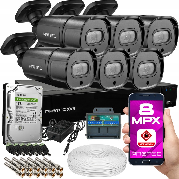 PREMIUM MONITORING DOMU FIRMY PODWÓRKA 6 KAMER 4K 8MPX CZARNE 24/7