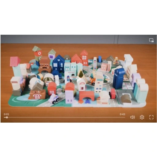 Drewniane Klocki Miasto Auta 115 Klocków + Puzzle