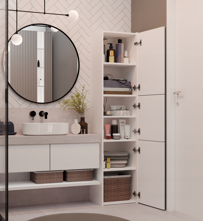 SZAFKA REGAŁ SŁUPEK 3 DRZWI MALWA S43 BIAŁY