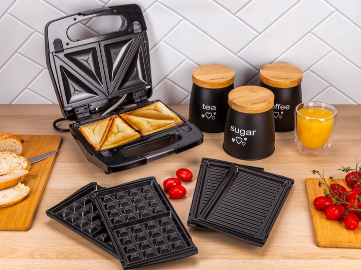 OPIEKACZ DO KANAPEK SANDWICH GRILL ELEKTRYCZNY GOFROWNICA 3-w-1