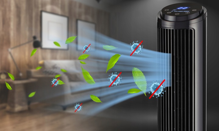 WENTYLATOR KOLUMNOWY CICHY 29db WIATRAK STOJĄCY JONIZACJA +10m zasięg