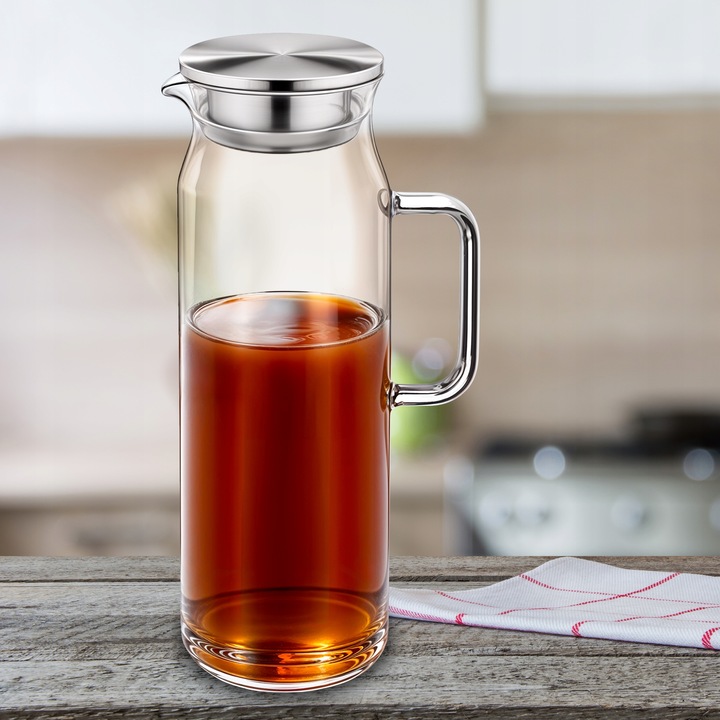 DZBANEK SZKLANY 1,5 L Z POKRYWKĄ SITKIEM ŻAROODPORNY DO HERBATY KAWY NAPOJE