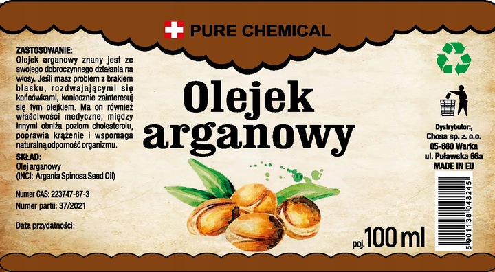 OLEJ ARGANOWY DO WŁOSÓW MAROKO ZIMNOTŁOCZONY 100ml