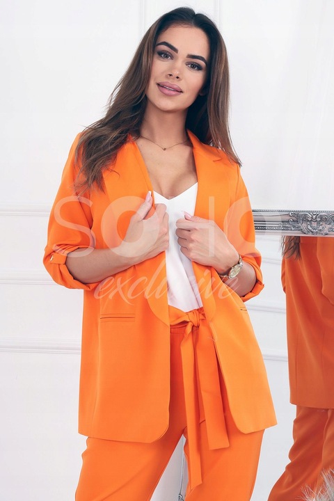 GARNITUR DAMSKI SPODNIE MARYNARKA 38 M POMARAŃCZ