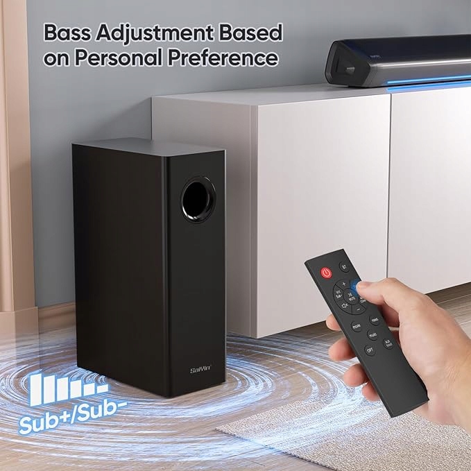 Saiyin Soundbar telewizyjny z subwooferem, 43 cm 2.1ch Surround Sound