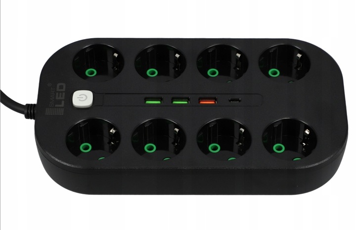 Przedłużacz listwa zasilająca 2 metry 8 gniazd + ładowarka USB + USB-C
