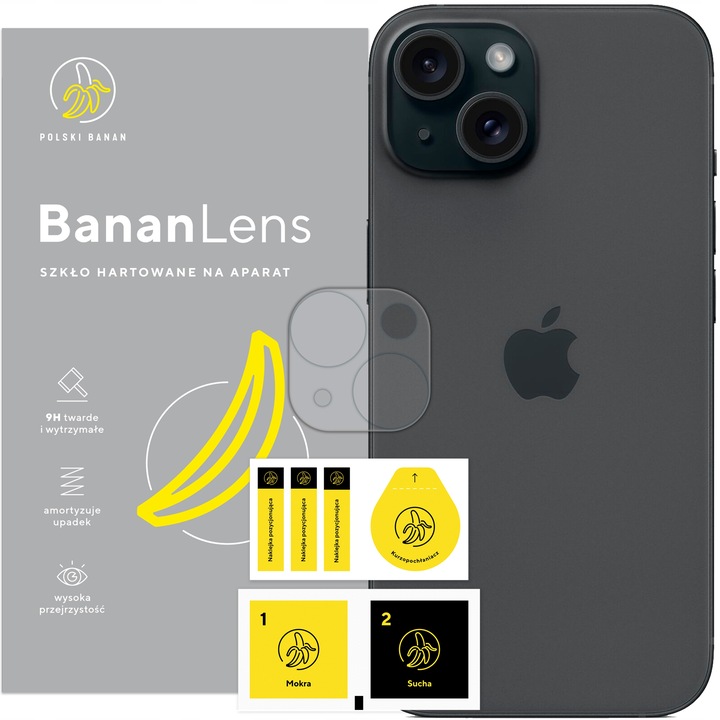 Szkło hartowane 9H BananLens na aparat do Apple iPhone 15