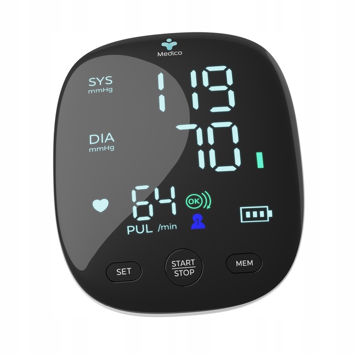 CIŚNIENIOMIERZ NARAMIENNY MEDICO ARYTMIA, EKRAN LED,USB, DZIENNICZEK GRATIS