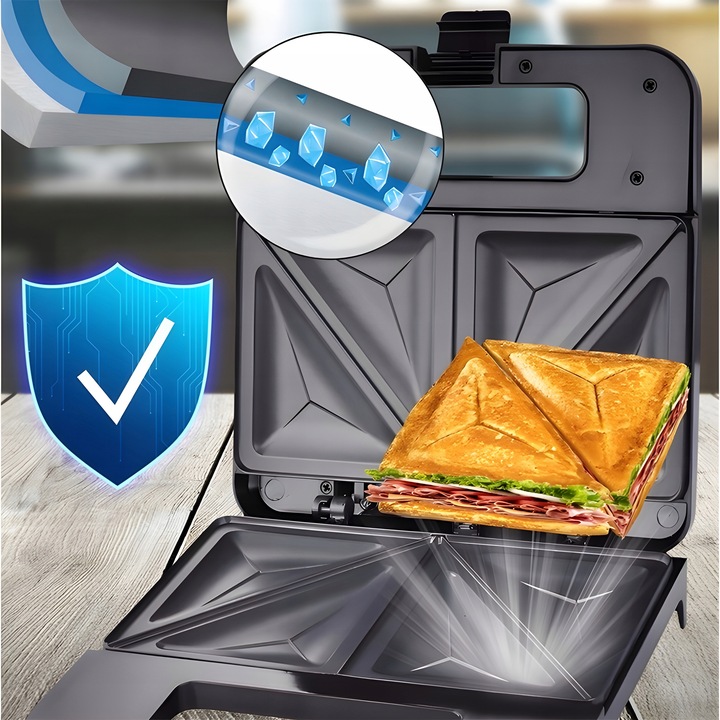 TOSTER OPIEKACZ DO KANAPEK TOSTÓW SANDWICH 1000W NIEPRZYWIERAJĄCA