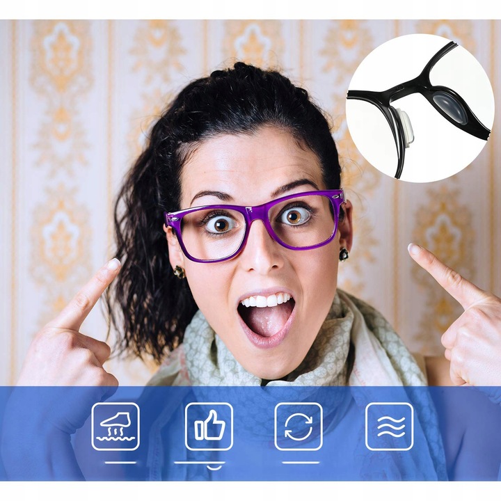 32 PAR NOSKÓW PRZYKLEJANYCH PRZEZROCZYSTYCH DO OKULARÓW 64 NOSKÓW SILIKON