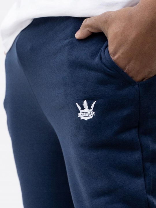 SPODNIE DRESOWE MĘSKIE BAWEŁNIANE Granatowe Jigga Wear White Crown L