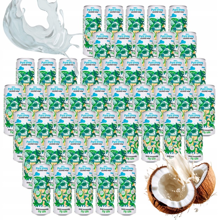 NIEGAZOWANA NATURALNA WODA KOKOSOWA COCONAUT 320ML Z MŁODEGO KOKOSA PUSZKA