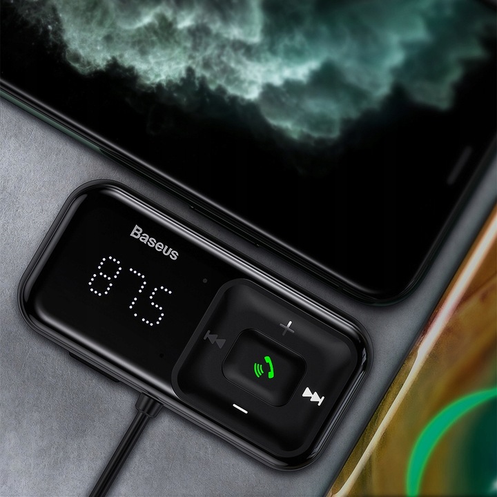 BASEUS TRANSMITER FM BLUETOOTH ŁADOWARKA SAMOCHODOWA 2x USB AUX SD