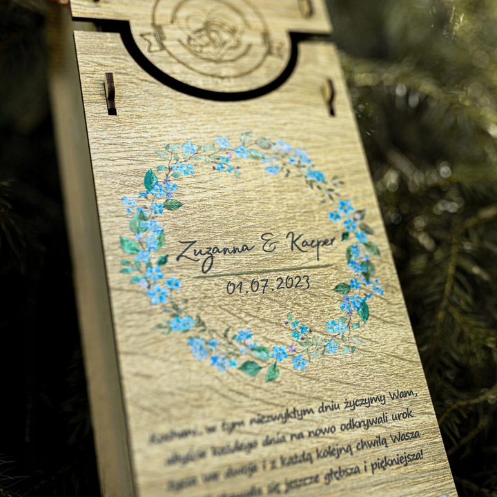 Pudełko na Wino z Nadrukiem Prezent Ślub Wesele