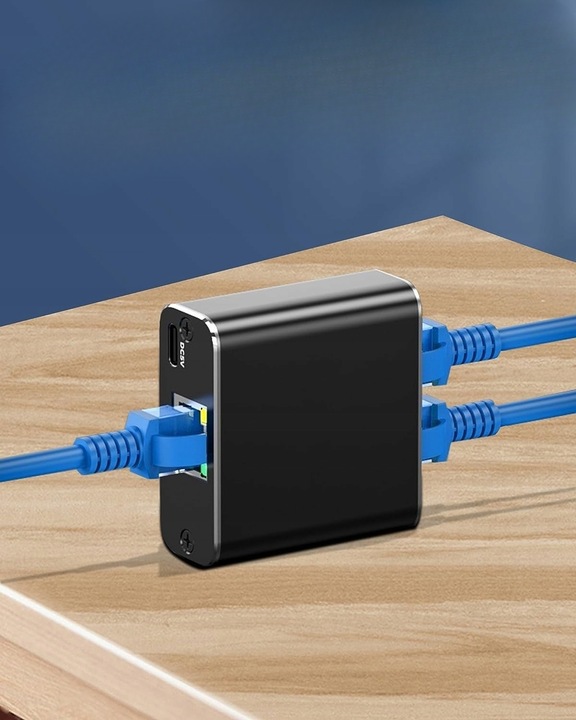 SPLITTER LAN 1x2 ADAPTER ROZDZIELACZ SWITCH 2xRJ45 ETHERNET 1000Mb GIGABIT