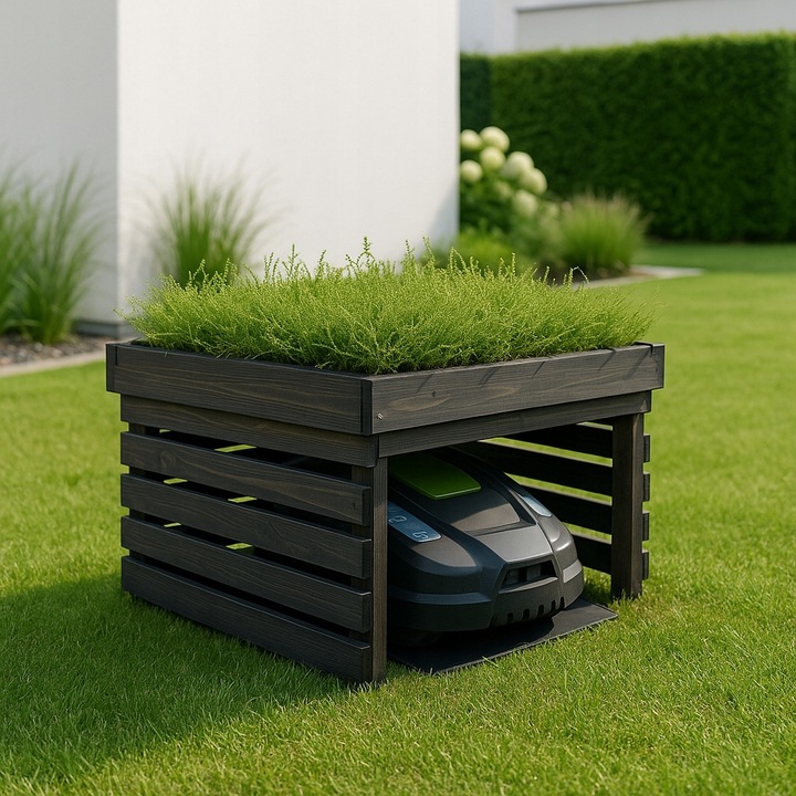 GARAŻ DLA ROBOTA KOSZĄCEGO Z OGRÓDKIEM DLA KOSIARKI AUTOMATYCZNEJ