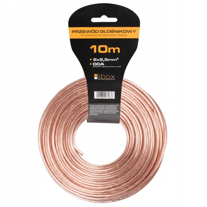 KABEL PRZEWÓD GŁOŚNIKOWY GRUBY DWUŻYŁOWY CAR-AUDIO 2 x 2,5 mm 10 m