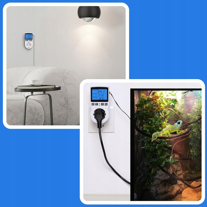 TERMOSTAT ELEKTRONICZNY REGULATOR TEMPERATURY GNIAZDO SIECI 230V max.