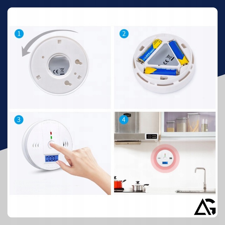 CZUJNIK CZADU GAZU WYKRYWACZ DETEKTOR TLENKU WĘGLA BEZPRZEWODOWY LCD