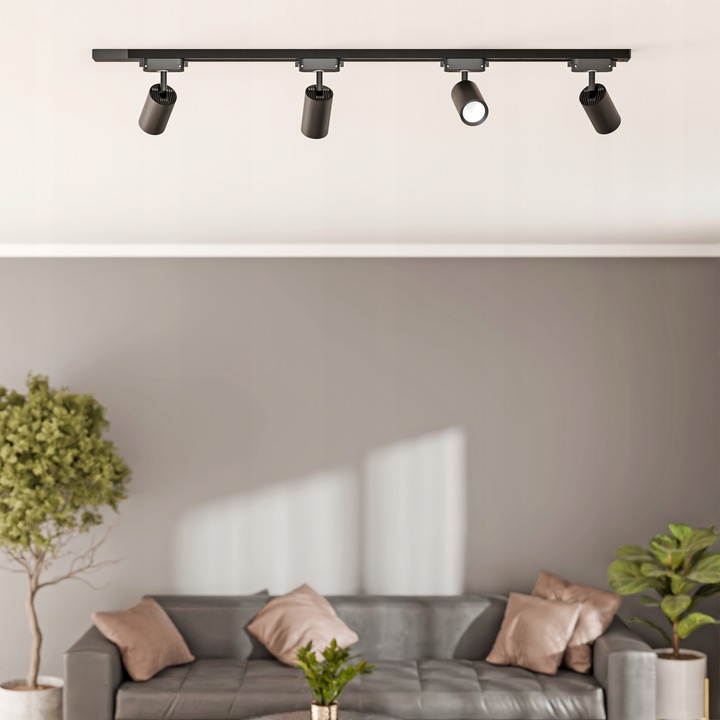 Zestaw Szynoprzewód Szyna 1m + 4x Oprawa Halogenowa LED GU10 Lampa