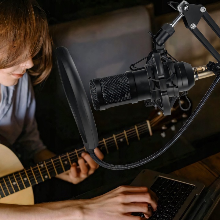 MIKROFON STUDYJNY USB JACK POJEMNOŚCIOWY GAMINGOWY ZESTAW POP FILTR STATYW