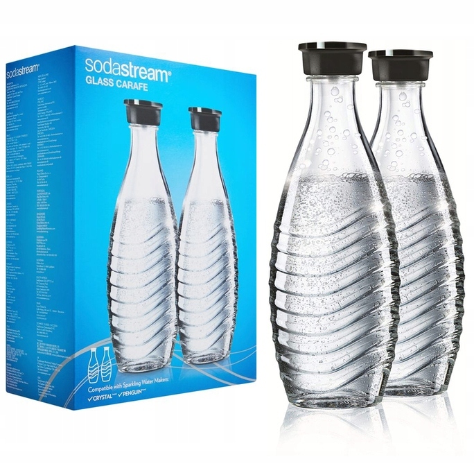 2 Szklane Butelki Karafki SodaStream Crystal Penguin 0,6L