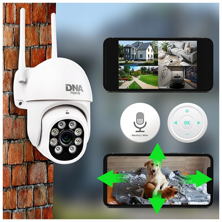 KAMERA ZEWNĘTRZNA WIFI OBROTOWA Z CZUJNIKIEM IP 1080P ZOOM DETEKCJA RUCHU