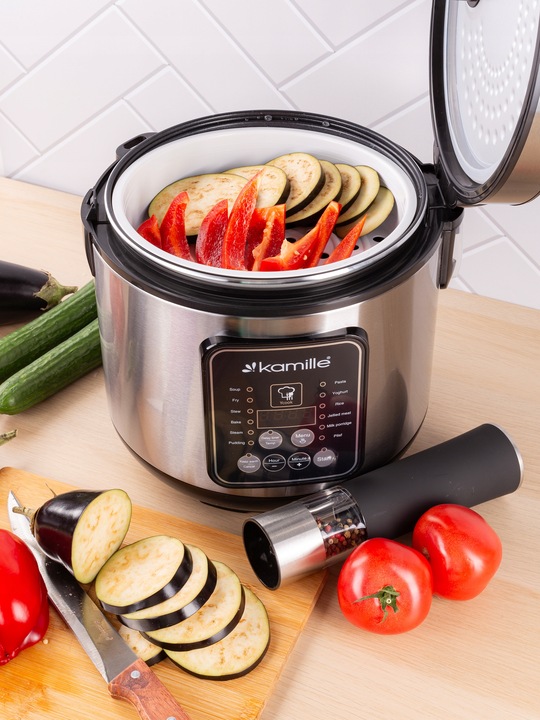 MULTICOOKER ELEKTRYCZNY garnek SZYBKOWAR parowar 13 programów KAMILLE