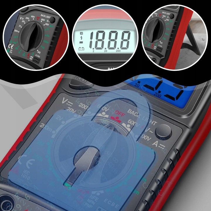 MIERNIK MULTIMETR CYFROWY PRĄDU NAPIĘCIA LCD TESTER UNIWERSALNY AC DC 10A