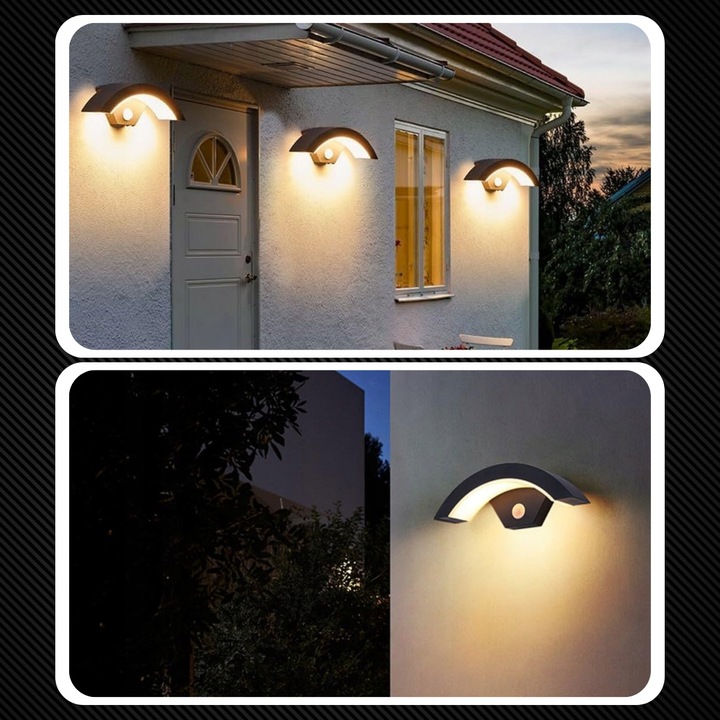 Kinkiet Ścienny Zewnętrzny Lampa Elewacyjna Czujnik Ruchu Zmierzchu 12W