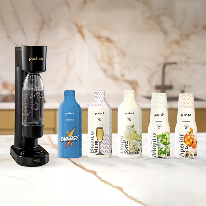 Zestaw PushAir Saturator + Nabój CO2 + Butelka 0,7 + Butelka 0,5 + 2