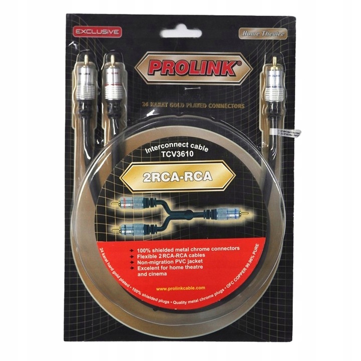 KABEL 1RCA - 2RCA TYPU Y PROLINK EXCLUSIVE TCV3610 OFC POZŁACANY 3m