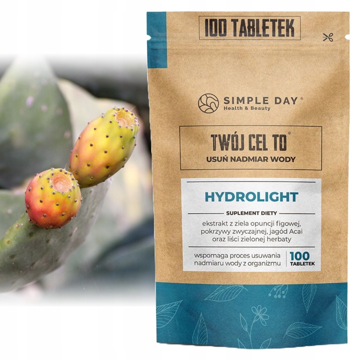 HYDROLIGHT USUWANIE WODY ODCHUDZANIE METABOLIZM NA OBRZĘKI CELLULIT 100 TAB