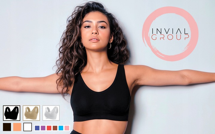 XL 3-pak Biustonoszy Bezszwowych bez Zapięć i Fiszbin z Push-up Wkładkami