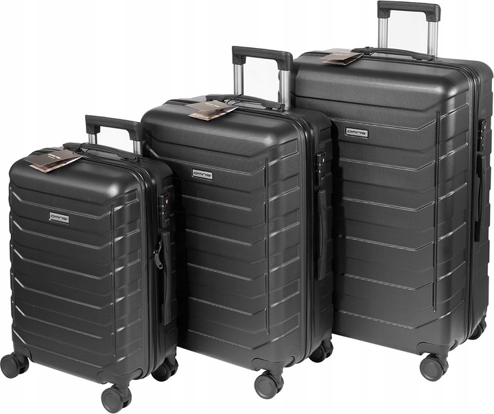 Zestaw 3 solidnych walizek podróżnych bagaż kufer lekka samolot 94L+63L+40L