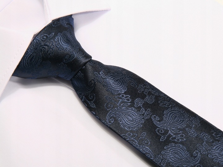 KRAWAT ŻAKARD GRANATOWY WZÓR [2005]