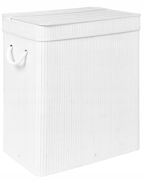 KOSZ BAMBUSOWY NA PRANIE BIELIZNĘ DWUKOMOROWY POJEMNIK ORGANIZER 100L