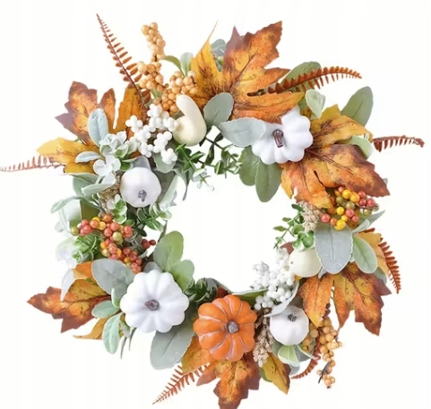 Wieniec wianek na drzwi jesień jesienny dynie Halloween