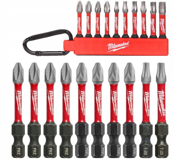 Zestaw bitów udarowych 10szt karabińczyk Milwaukee 4932492939